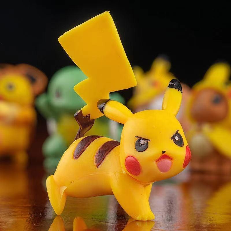 8PCS Pokemon Mini Figures Playthings Pikachu Psyduck Squirtle Bulbasaur Miniature Cake Succulents Ornaments Figure Props