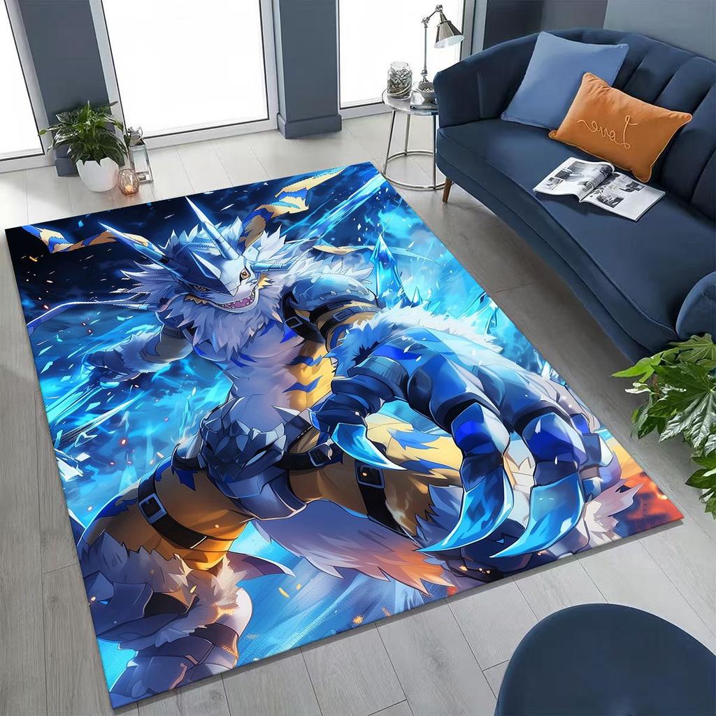 Retro Digimon Adventure Angewomon Agumon Cartoon Rug for Bedroom Living Room Sofa Home Doormat Decor,Kids Non-slip Floor Mat
