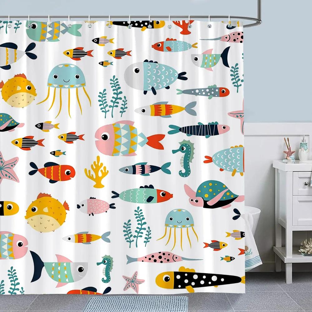 Christmas Colourful Snowflake Shower Curtain Christmas Gift Modern Simple Home Bath Curtains Polyester Bathroom Decor With Hooks