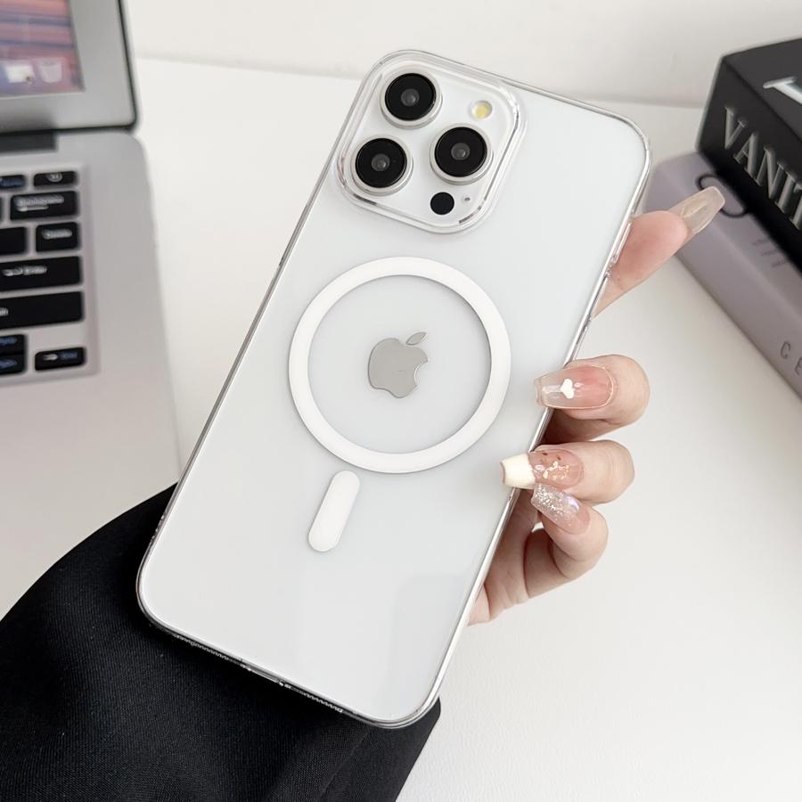 

Ультратонкий прозрачный магнитный чехол для iPhone 16 15 14 13 12 11 Pro Max iPhone16 с беспроводной зарядкой, прозрачная задняя крышка iPhone 16 Pro Max