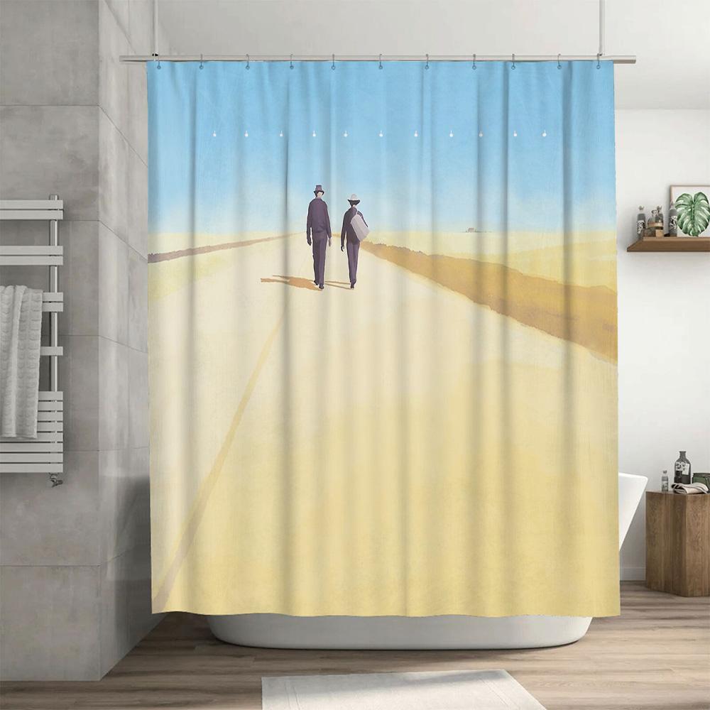 Vintage Desert Landscape Shower Curtain Farmhouse Western Backdrop Bathroom Decor Rustic Backdrop Scenic Shower Curtain Set