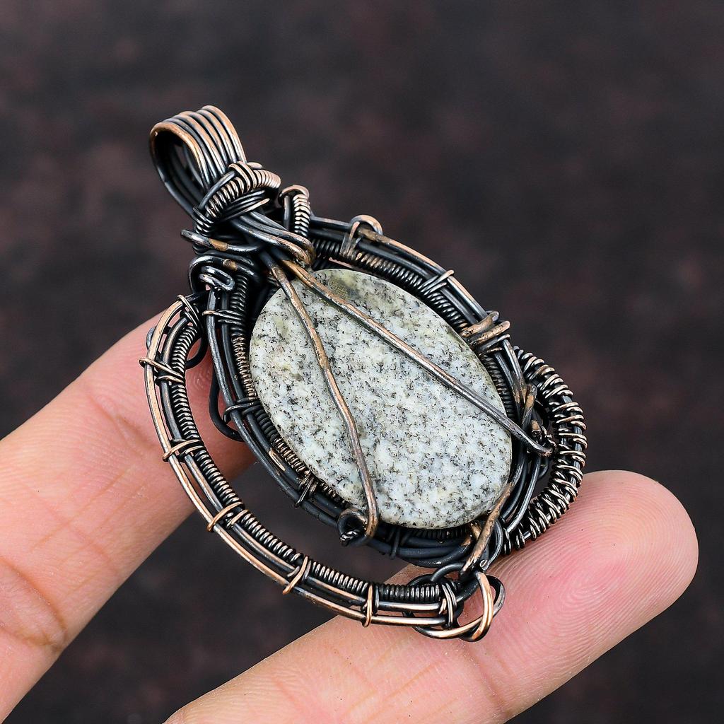 K2 Jasper Pendant Copper Wire Wrapped Pendant Ethnic Style Pendant Gemstone Copper Jewelry Handmade Pendant Elegant Pendant Anniversary Gift