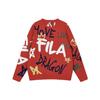 Fila Da Da Dragon Series New Year Couple Knitted Sweater With Color Block Fun Handwritten Pattern Unisex Sweater Legendary-Red F11U419402F-RD