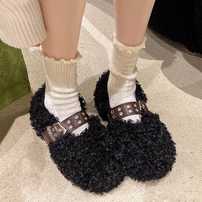 Fashion All-Match Winter Shoes Women Modis Casual Female Sneakers Slip-on Loafers Fur Clogs Platform 2024 New Slip On Moccasin Creepers