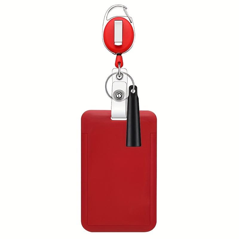 

Multicolor Zinc Alloy High Resilience Solid Color Keychain Badge Holder with Pen Sleeve Retractable Easy Pull Buckle червоний