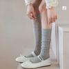Female Summer Thin Vertical Hollow Out Solid Color Calf Pile Socks