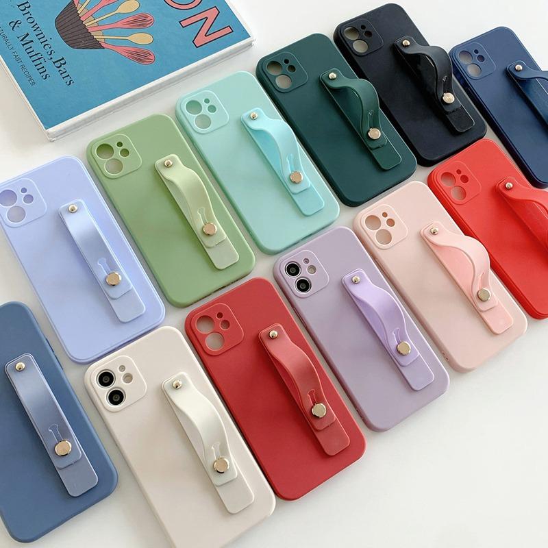 

Чехол-держатель с квадратной рамкой ярких цветов для iPhone 12 11 Pro Max XR Xs max, мягкий чехол из ТПУ с ремешком на запястье для iPhone 7 8 6 6S Plus SE, задняя крышка