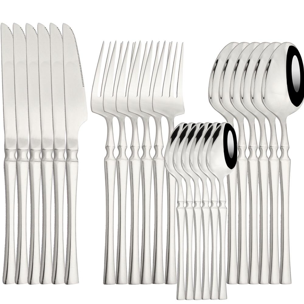 

Набор столовых приборов из 24 предметов, зеркальная посуда из нержавеющей стали, ножи, вилки, чайная ложка, столовые приборы в стиле вестерн, столовые приборы, столовое серебро