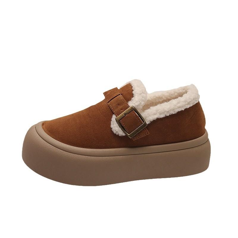 Muffin Platform Shoes Women's Winter Wear Round Head Warm and Velvet Fashion Casual Cotton Shoes