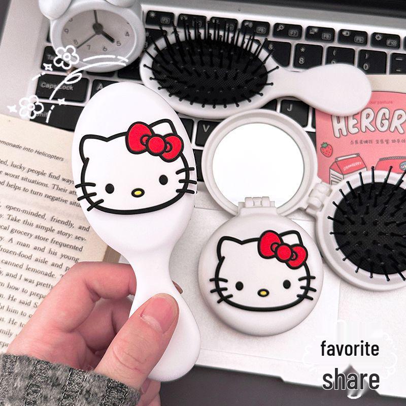 Cute KT Cat Mini Air Cushion Travel Comb for Girls - Portable Cartoon Massage Brush