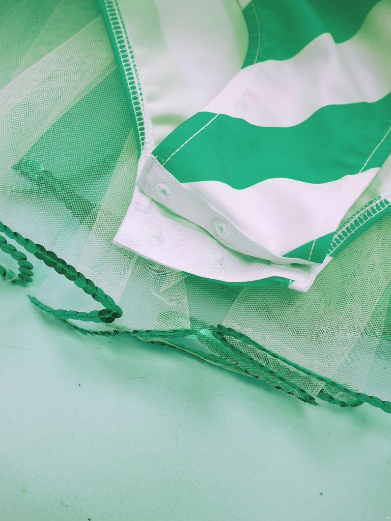 Kids Girls Christmas Costume Sleeveless Striped Dance Tutu Dress Figure Ice Skating Outfits