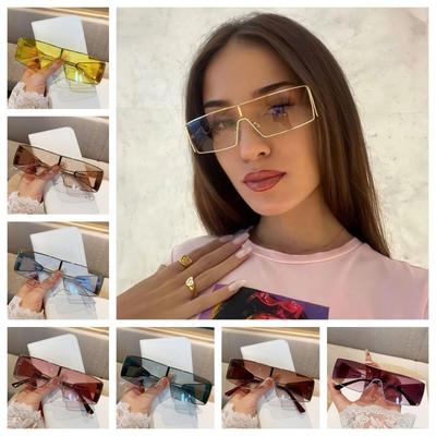 Retro Luxury Sun Glasses Y2K Punk Rectangle Eyeglasses New Women Sunglasses