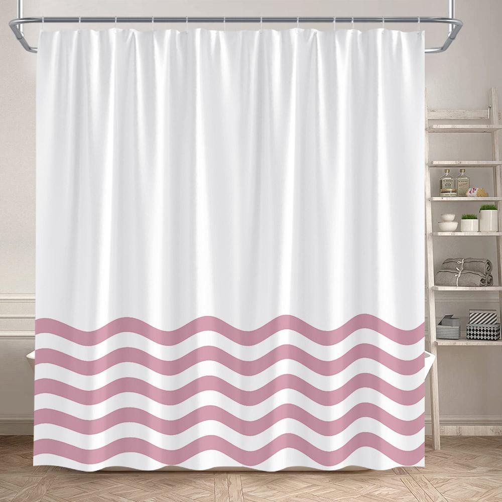 Czarno-biała Pasiasta Falista Zasłona Prysznicowa Kreatywny Geometryczny Wzór Liniowy Nowoczesne Minimalistyczne Zasłony Łazienkowe Tkanina Wystrój Domu