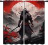 Japanese Animation Rod Pocket Blackout Curtains For Boy Girl Bedroom, Black White Ink Abstract Art Thermal Insulated Home Window