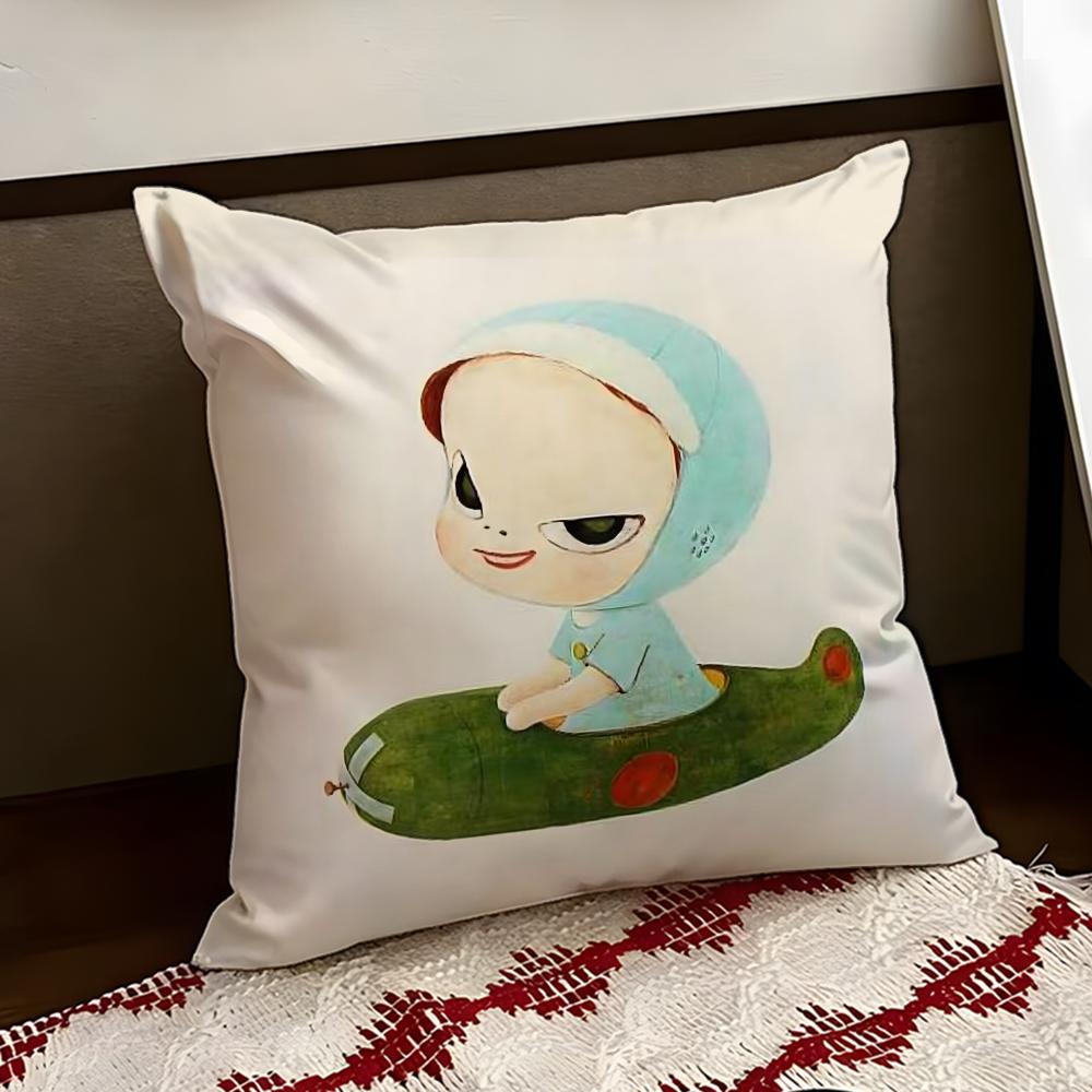 YYoshitomo Nara Art Cushion Cover Reversible Soft Durable Pillow Cover Home  Car MultiScene Use for Daily Comfort