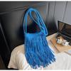 Oblique span tassel bag women's new fashion retro travel versatile bucket bag