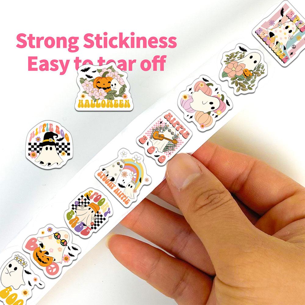 500 Sheets/Roll Hippie Spooky Ghost Stickers for Journal & DIY Phone Case Decoration.