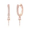 CLUCI 3 pair Authentic 925 Silver Zircon Hoop Earrings Jewelry for Women Party Sterling Silver Pearl Earring Mounting SE134SB