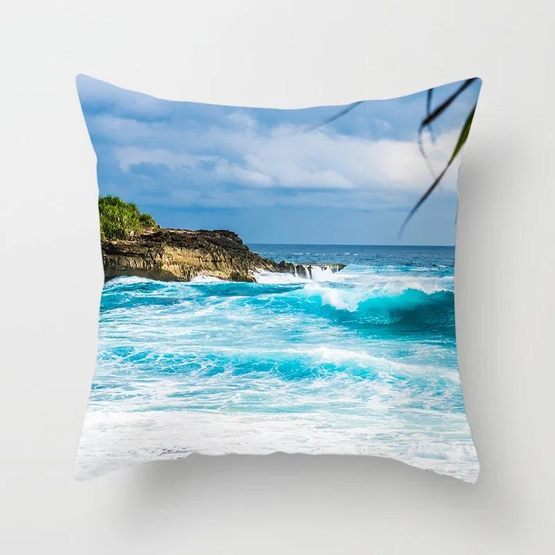 Living Room Sofa Car Cushion Cover Luxury Home Decoration Pillow Cover Sunset Beach Landscape Throw Pillow Cover
