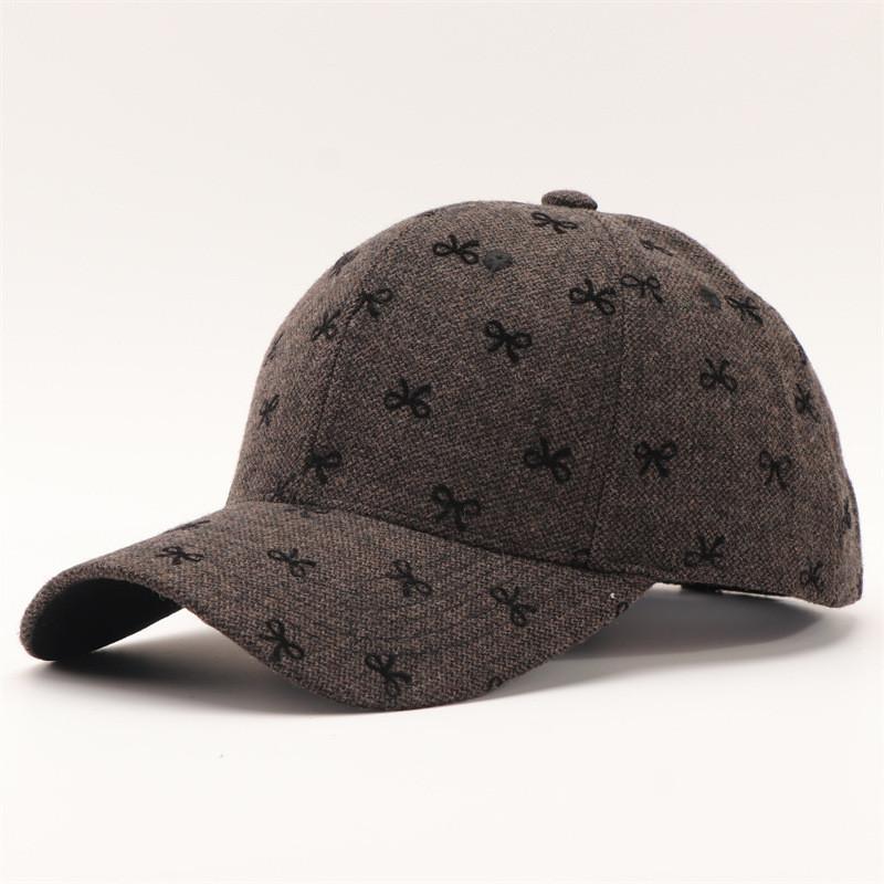 Autumn Winter Blend Baseball Cap With Bowknot Embroidery For Casual Wear чёрный