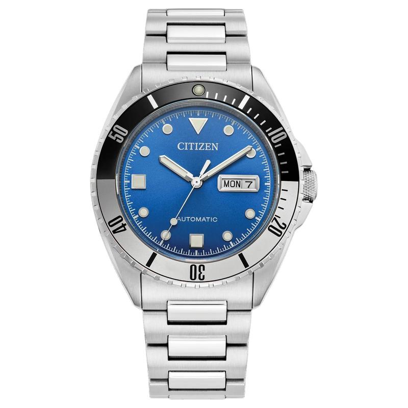 CITIZEN 100 meters waterproof Automatic Steel Strap 42mm men s watch blue dial NH7530-52M синий