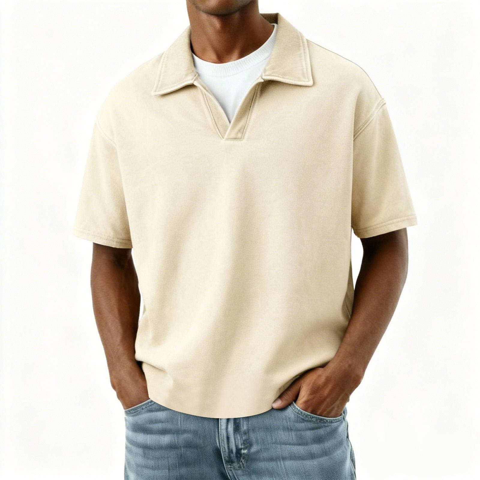 Мужская повседневная рубашка с коротким рукавом S хаки