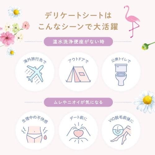 LEC Femia Flushable Delicate Wet Wipes, 10 Sheets X 3 Packs (My Melody & Kuromi), Chamomile Scent