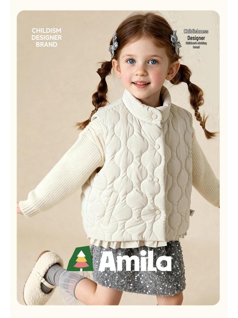 Tongbei Kids' 2025 Winter Warm & Windproof Vest - Versatile & Stylish