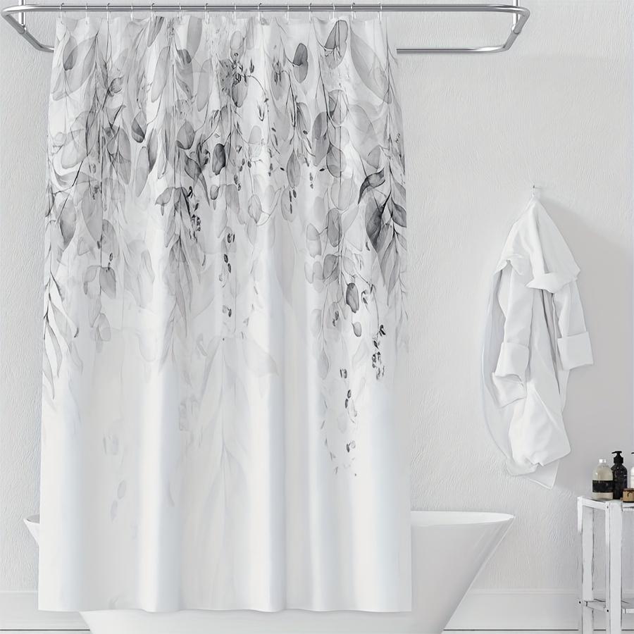 1Pc Ins Style Minimalist Shower Cover, Bathroom Curtain, Partition Curtain, Leaf Printed Shower Tent, Bathroom Curtain