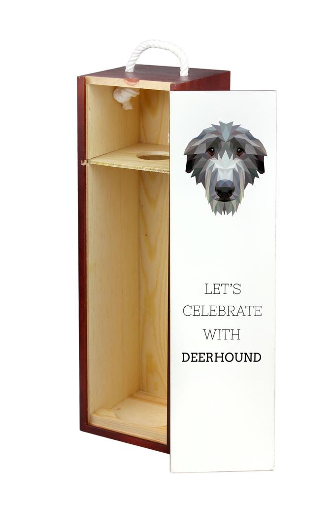 Chart Szkocki, Deerhound - Geometryczne Pudełko Ze Zdjęciem I Napisem Na Wino Marki Art-Dog