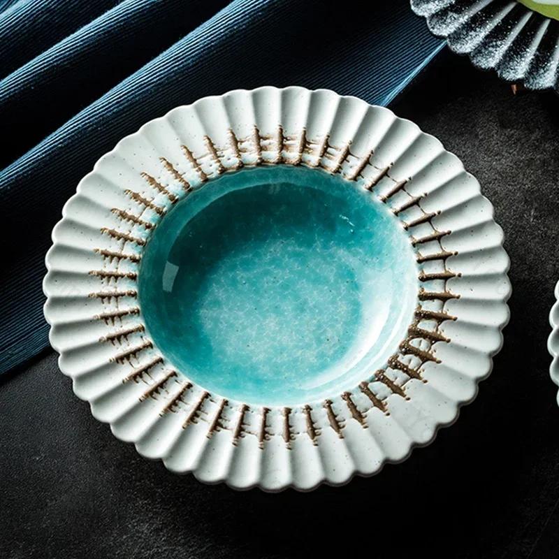 Lehký Luxusní Kreativní keramický talíř Luxusní restaurace Talíř na těstoviny Chutné pokrmy pro domácnost Jídelní talíře Jedinečné nádobí
