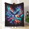 1pc Comfortable Blanket Soft Bohemian Flannel Blanket Vibrant Phoenix Print Plush Cover Blanket Sofa Decor