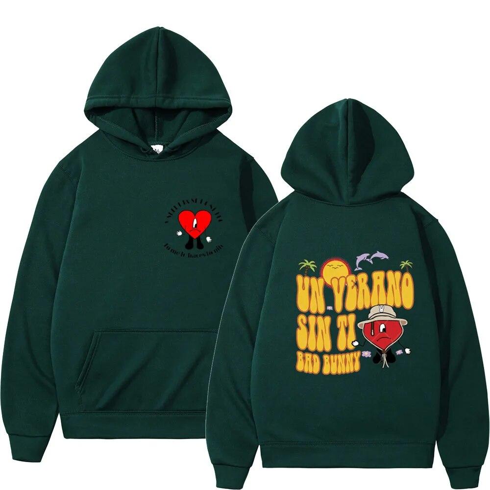 Hot 2022 Unisex Hoodies Hip Hop Bad Bunny UN VERANO SIN TI Print Harajuku Fleece Pullover Male Sweatshirt Women Hoody Clothing Tops