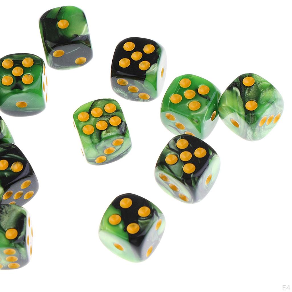 Sada 1stranných kostek, neprůhledných tyčových hraček D6 12 mm pro DND RPG deskové hry, výuka matematiky, učebna