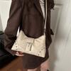 Large Capacity Riveted Retro Bag Women's Autumn and Winter New Casual Shoulder Crossbody Bag Textured Commuter Dumpling Bag