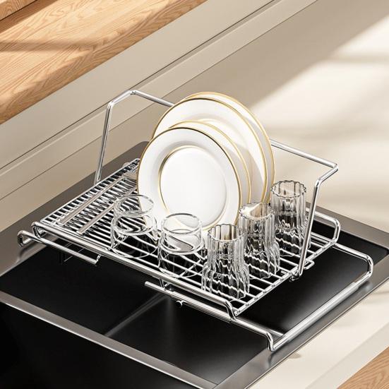 Nerezový košík na dřez Stabilní šroubové upevnění Nastavitelný teleskopický design Odolný sítko do dřezu