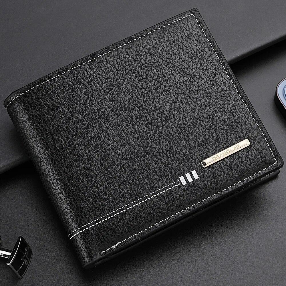 Men's Wallet Credit Card Holder Zipper Coin Purse High-Quality Lychee Pattern Business Short Wallet For Men