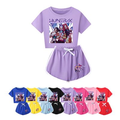 Kids Summer Sport T-Shirt And Shorts 2 Piece Outfit Tracksuit Set Short Sleeve Print Crop Tops With Clothing Set