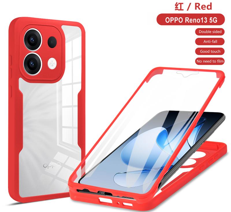 

Для чехла Reno 13 5G Роскошный чехол с защитой всего корпуса на 360 градусов для OPPO Reno 13 Reno13 Ударопрочная накладка на передний экран For Reno 13 красный