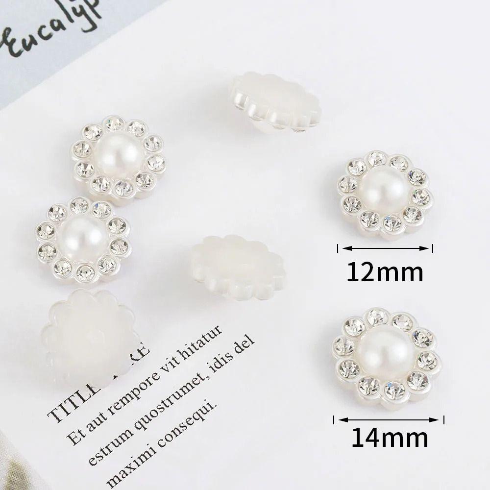 50pcs/lot DIY Supplies Pearl Buttons 12/14mm Flower Shaped Buttons New Embellishments Buttons