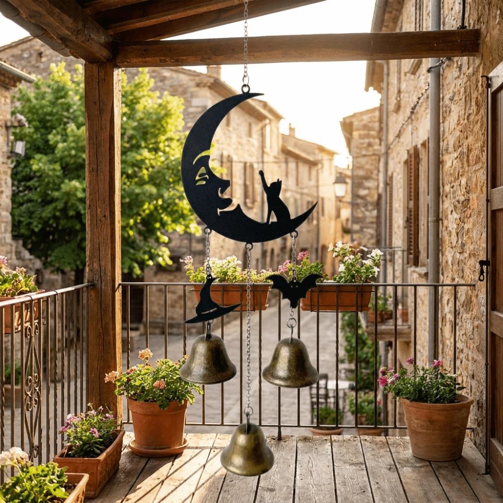 Witch Hat Halloween Moon Wind Chime Retro Hanging Bell Ornament Creative Garden Patio Decor Home