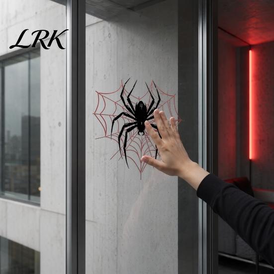 Halloween Spider Web Cling Static Glass Sticker, Reusable Window Decal, Black Red Decoration Pattern Sticker for Home Store Kindergarten Decor