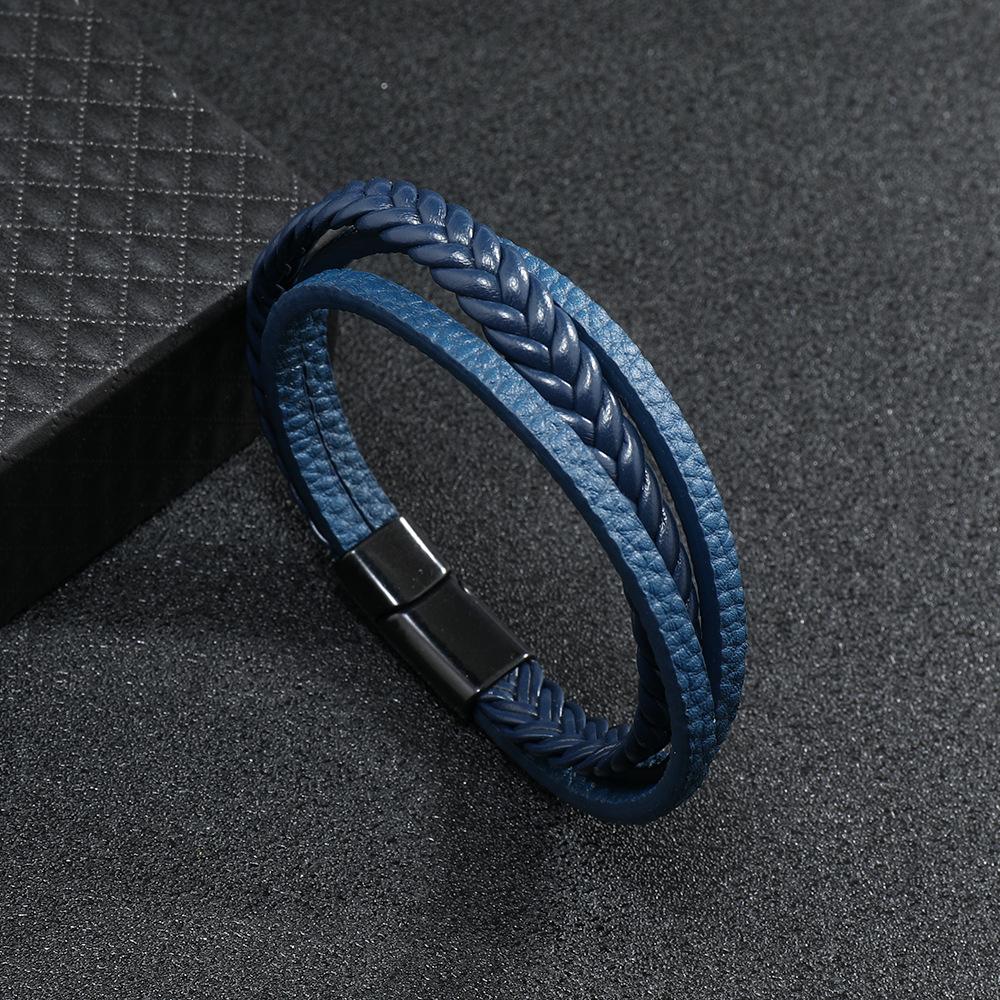 Stylish Men Leather Bracelet Detachable Magnetic Buckle Handmade Braided Wrap Braclet Outdoor Sports Cycling Accessories Joias