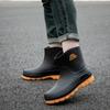 Hot Sales Men'S Rain Boots Designer Waterproof Mid Calf Boots Plush Non Slip Pvc Work Shoes Comfortable High Quality Men Shoes