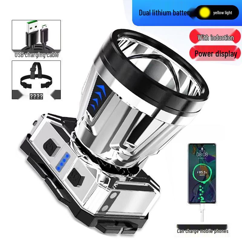 

Налобный сверхъяркий водонепроницаемый светодиодный фонарь с индукционным управлением и долговечной литиевой батареей для зарядки мобильных телефонов