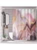 Home Decoration Gold Wave Shower Curtain Set Including Toilet Seat Cover, U-Shaped Mat, Bath Mat,Bathroom Accessories With Hooks