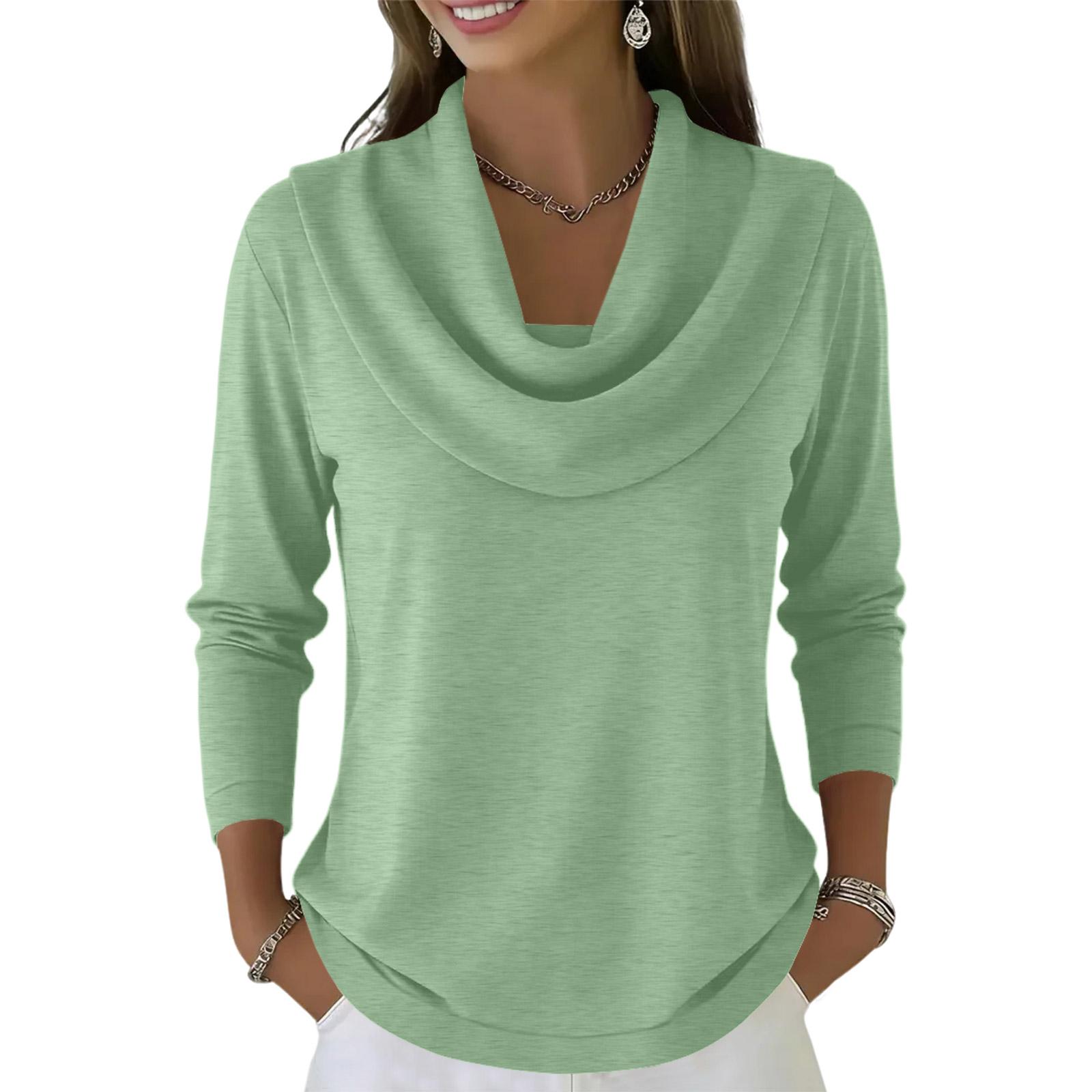 

Women s Casual And Fashionable Round Neck Long Sleeved Color Top Sweater XXL зелений