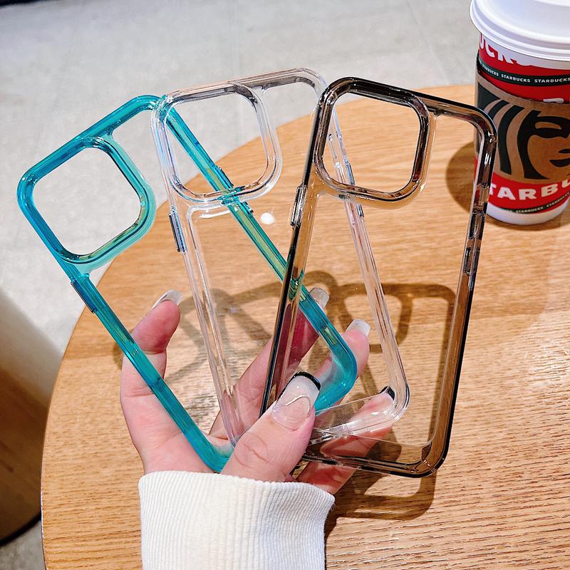 Luxury Transparent Shockproof Armor Case For iPhone 16 15 14 13 12 11 Pro X XR XS Max 7 8 Plus Clear Bumper Hard Acrylic Cover