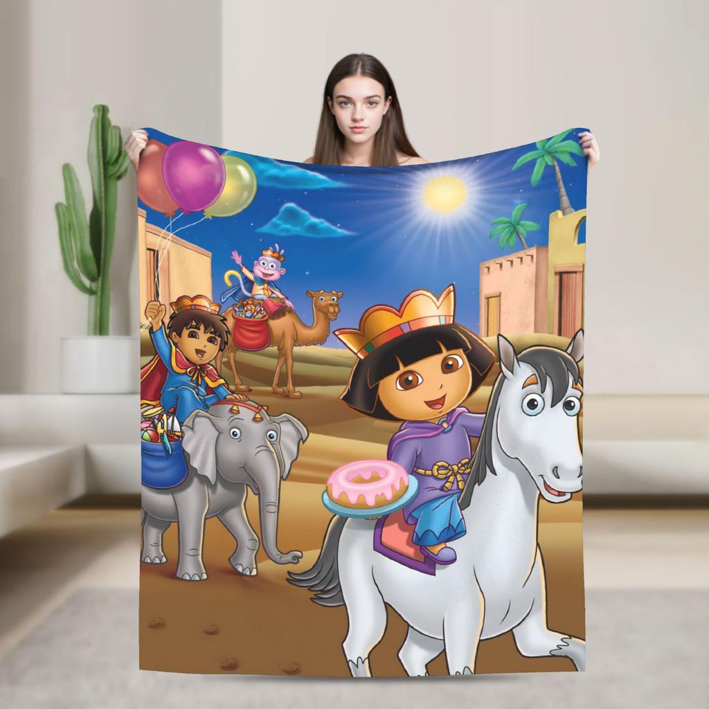 Warm BlanketChild Decorative Cartoon D-Dora The E-Explorer Adventure Throw Blanket For Outdoor Comfortable Sofa Bed Cover