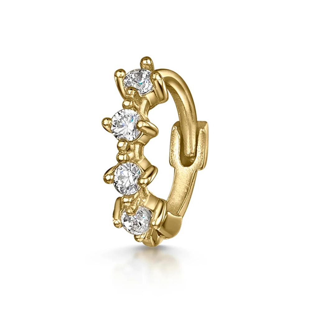 LENNIK 925 Silver Shiny Rhinestone Hoop Earrings For Women Single Cartilage Small Hoop Ear Bone Buckle Piercing Jewelry